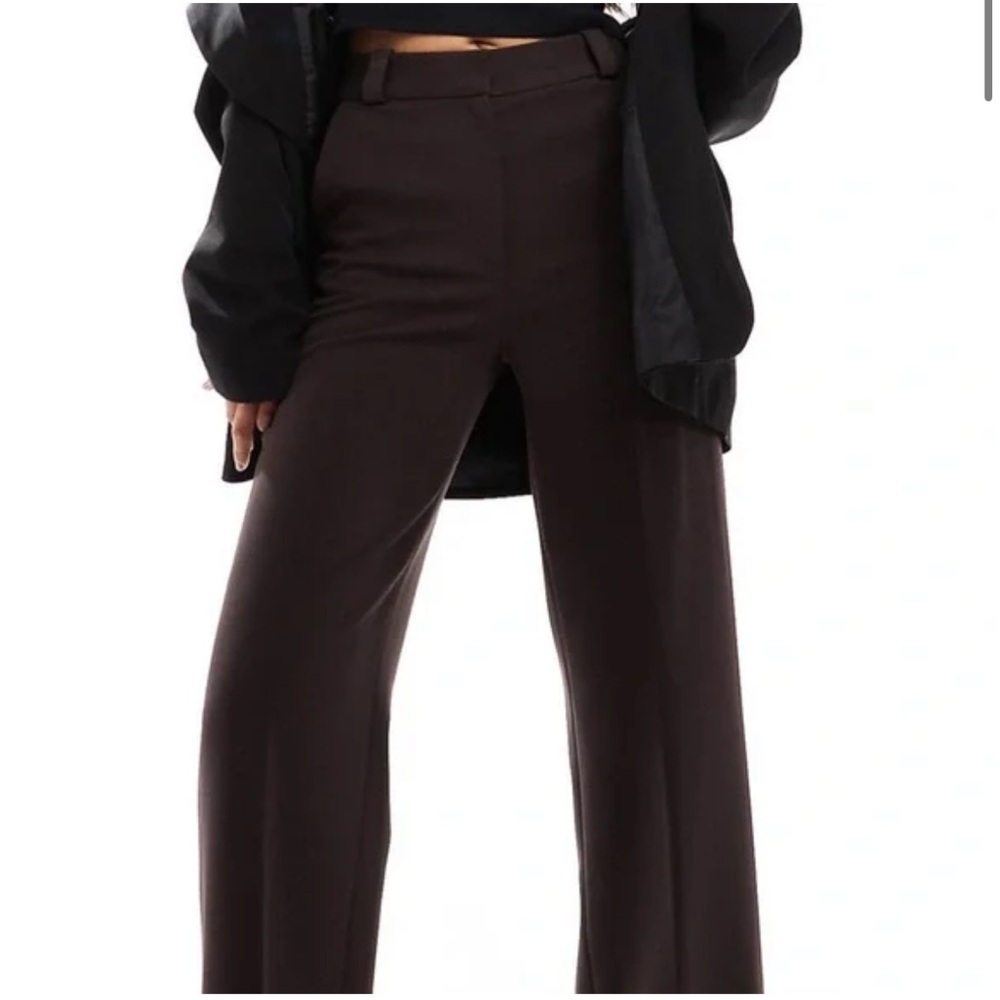 & Other Stories Flared Press-Crease Wool Trousers Dark Brown | NWT | Size 4